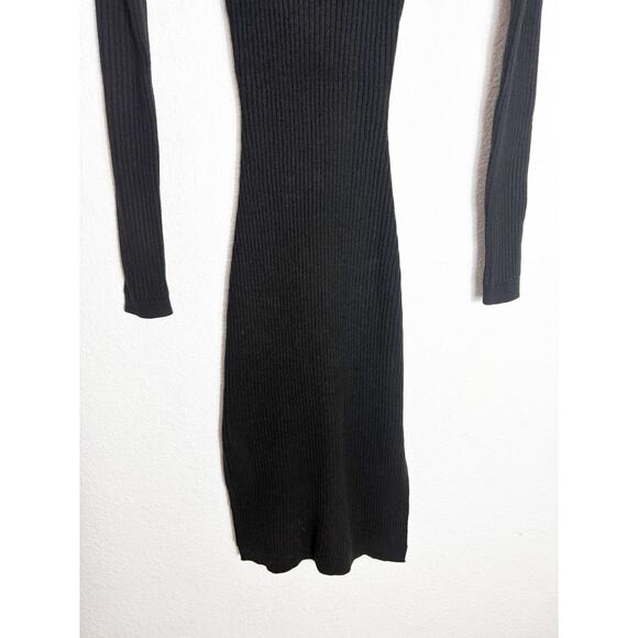 Lovers + Friends Around the Fire Ribbed Midi Sweater Dress Size XS Black Knit - Picture 11 of 14